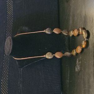 Herabead Costume Stone Necklace with leather